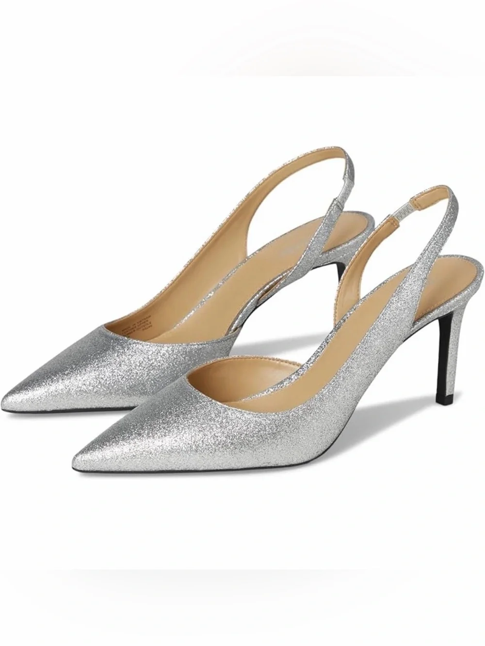 Michael Kors Alina Sling-back Pumps heels shoes formal silver 8.5 or 9 NWOT